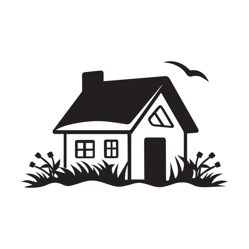 House black Icon Isolated on White Background. Vector Illustration design.