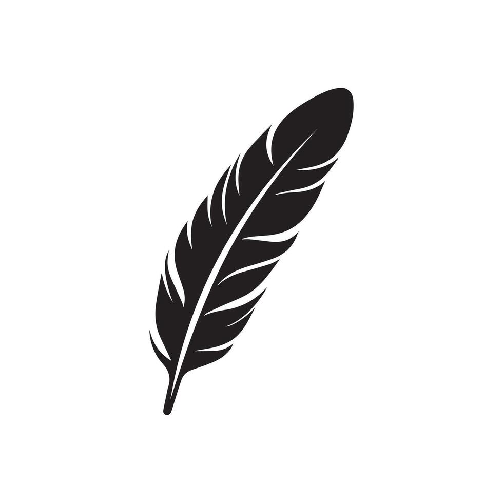 Feather icon. Black silhouette of a bird on a white background. vector