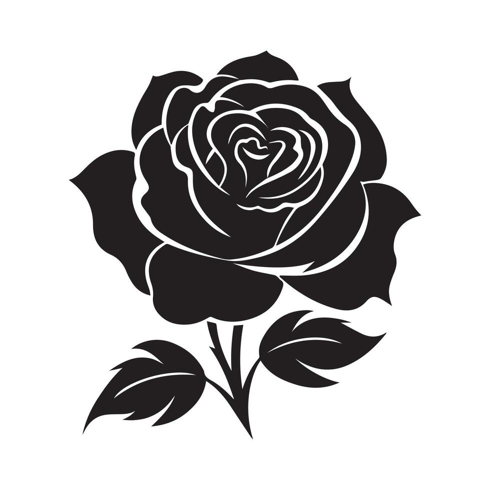 Rosa negro y blanco icono silueta antecedentes. vector ilustración diseño.