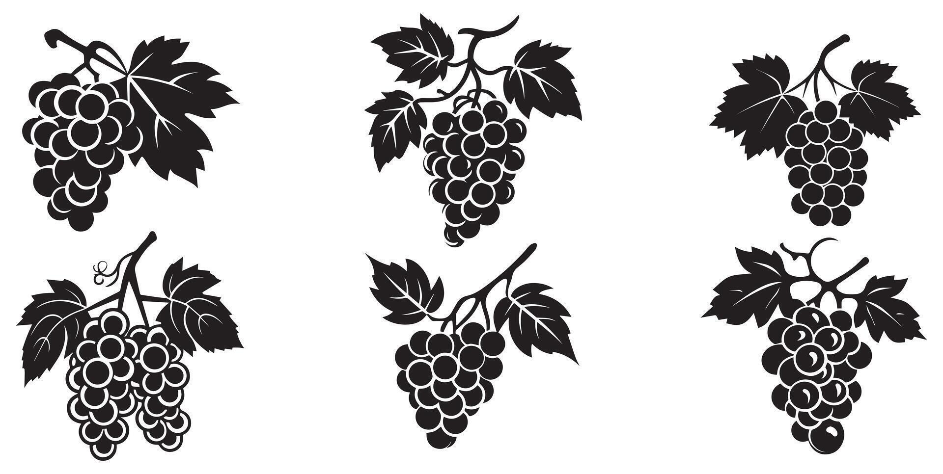 uvas icono negro y blanco antecedentes diseño. silueta estilo, vector ilustración.