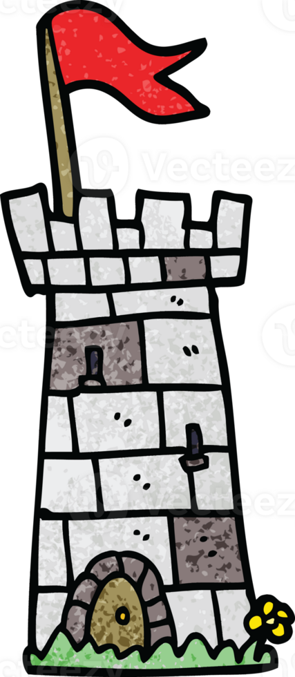 cartoon doodle castle tower png