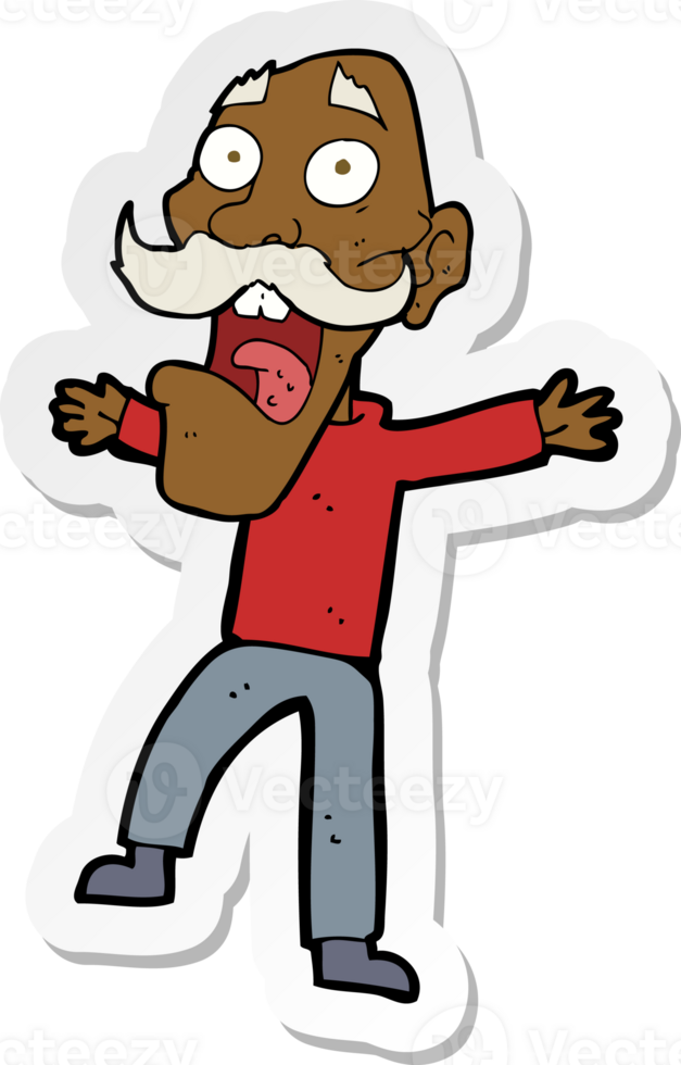 sticker of a cartoon shocked old man png
