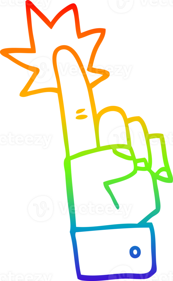 regnbåge lutning linje teckning av en tecknad serie pekande hand png