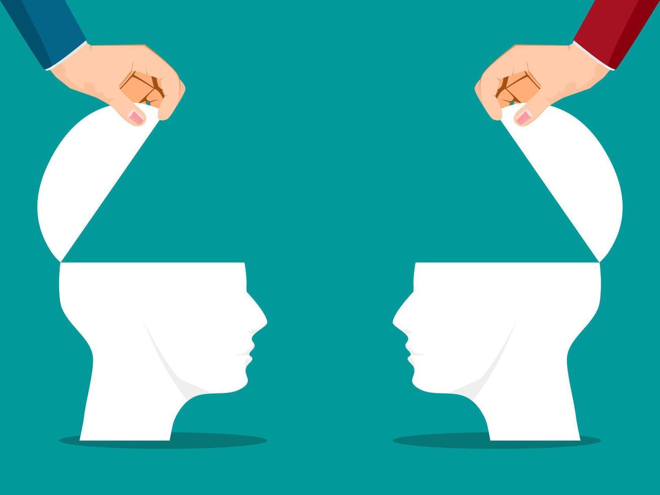 businessman opens a human head door. Creativity. vector