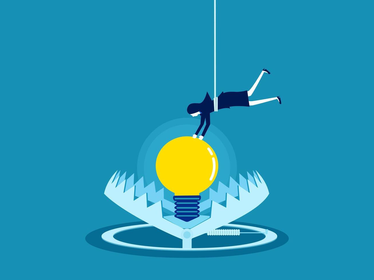 Businessman picks up a light bulb in a trap vector