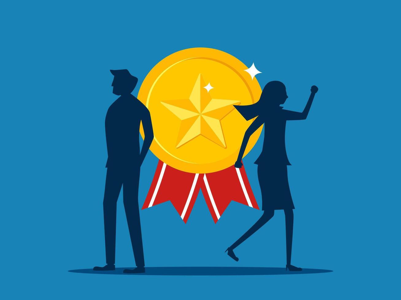best employees. Successful businessman receives a star award vector