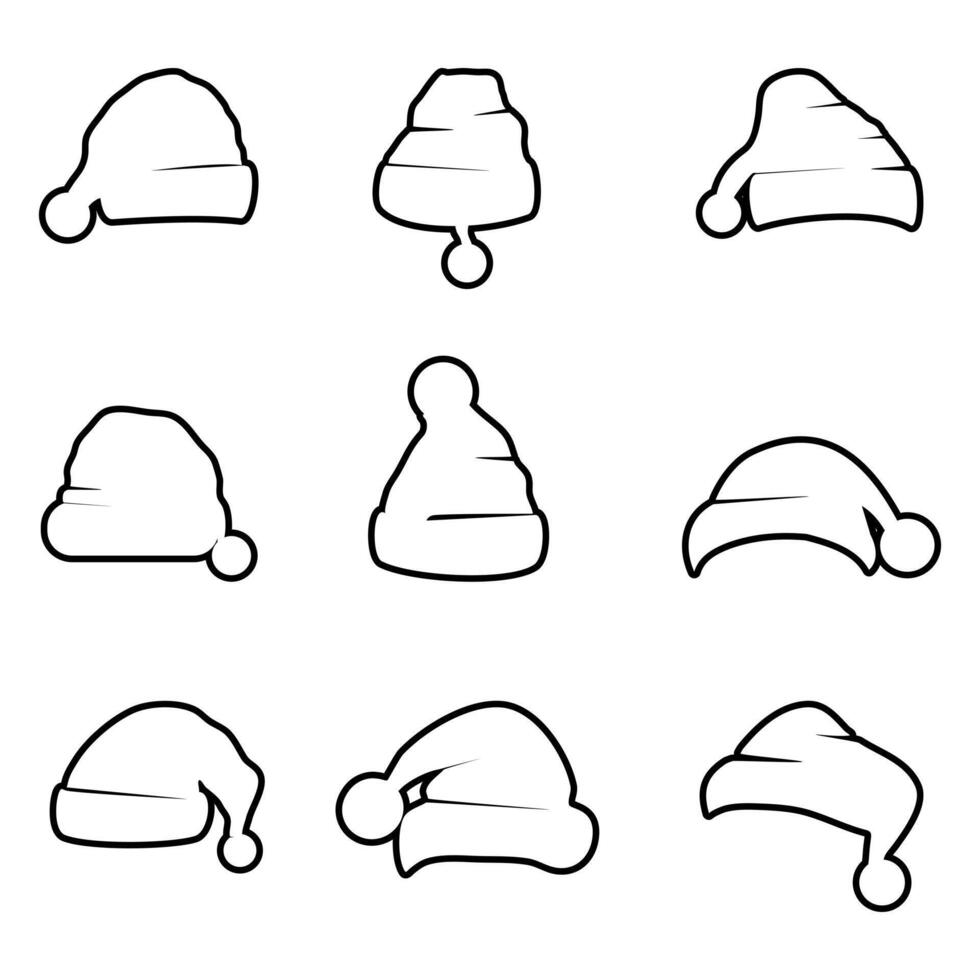 Set of Silhouette Santa Claus Christmas Hat vector