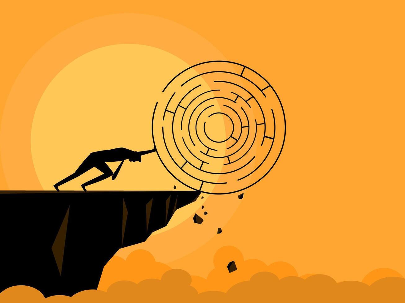 People try to push problems or mazes off cliffs. business concept vector