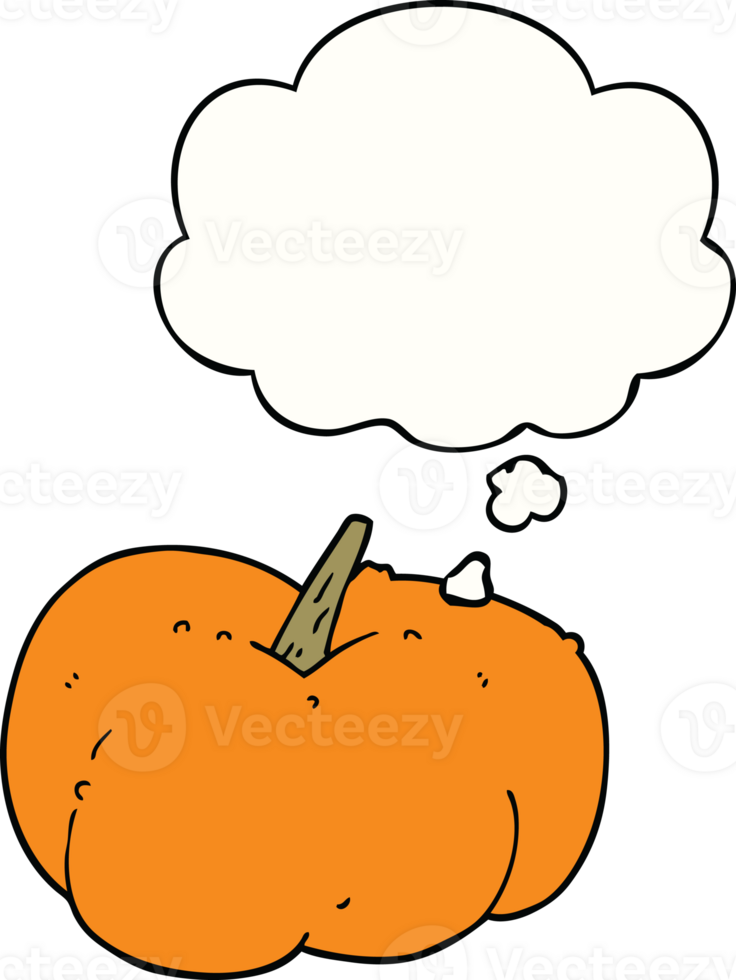 cartoon pumpkin squash with thought bubble png