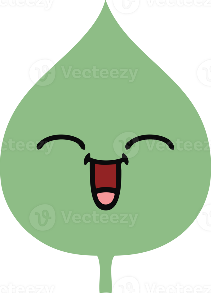 flat color retro cartoon expressional leaf png