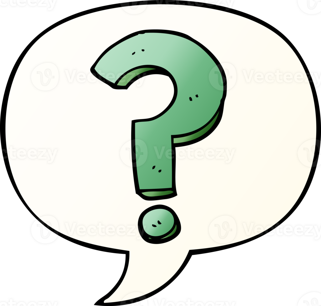 cartoon question mark with speech bubble in smooth gradient style png
