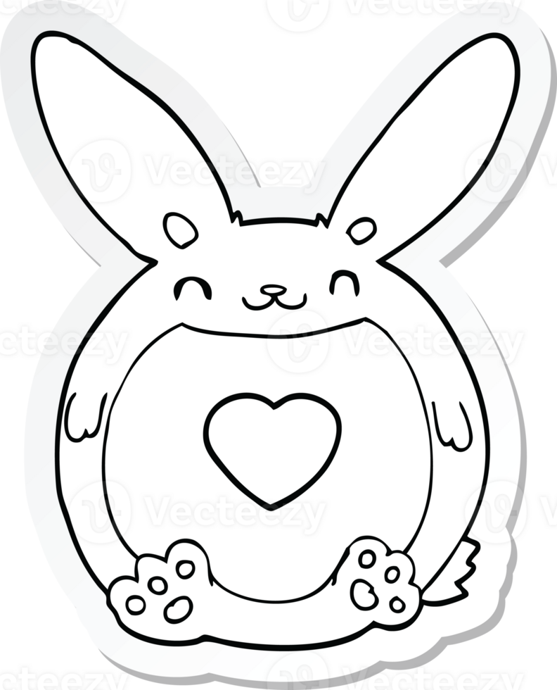 sticker of a cartoon rabbit with love heart png
