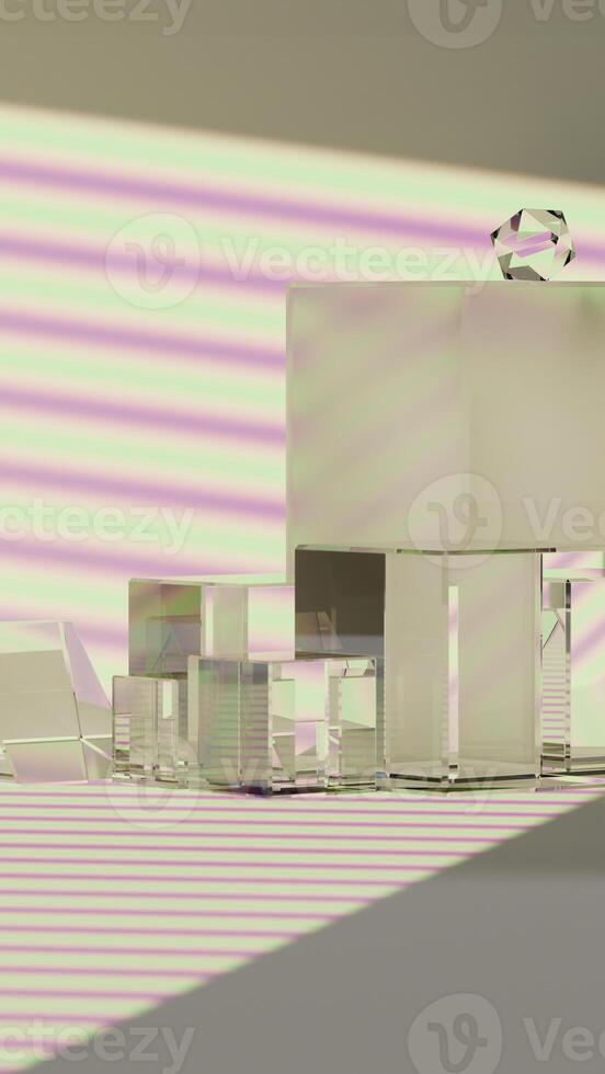 Iridescent Crystal Cubes In White Background 03 photo