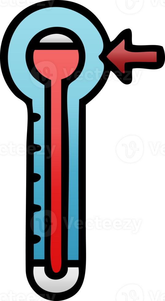 gradient shaded cartoon of a glass thermometer png