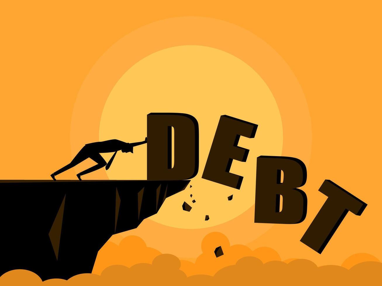 People push debt away. business concept vector