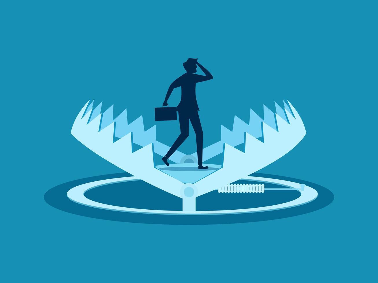Business risk. Businessman stuck in a trap vector