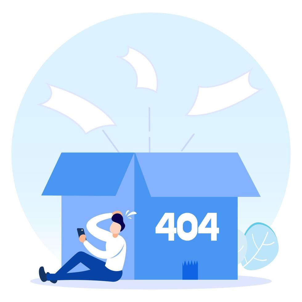 Illustration vector graphic cartoon character of 404 network disruption