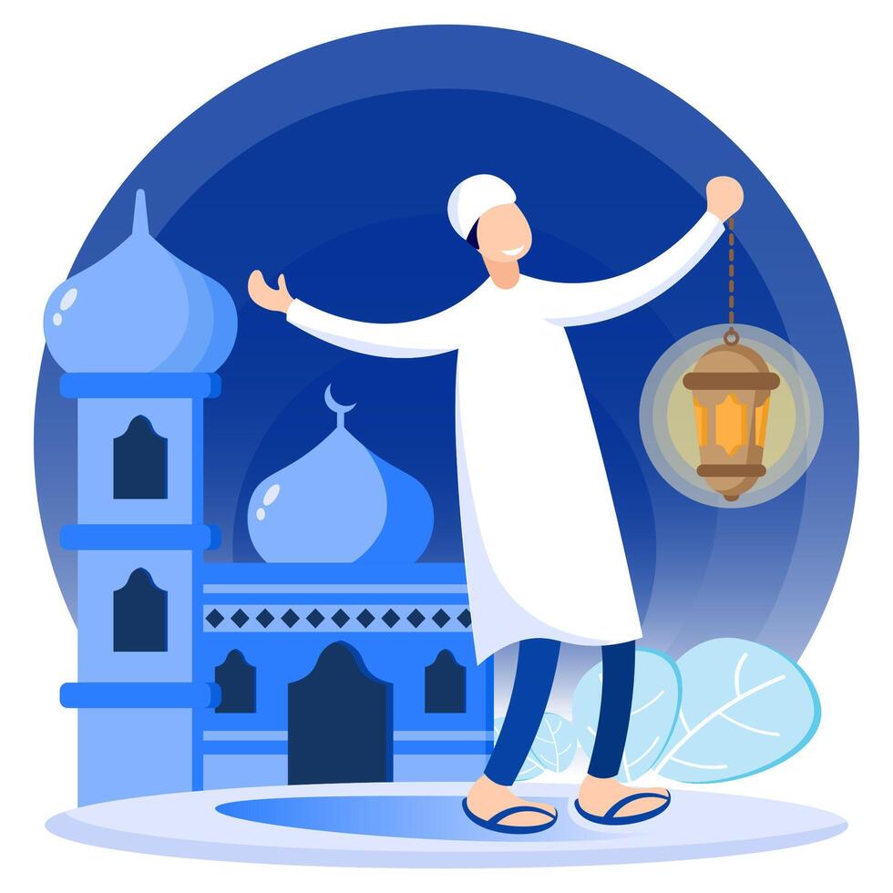 Illustration vector graphic cartoon character of ramadan