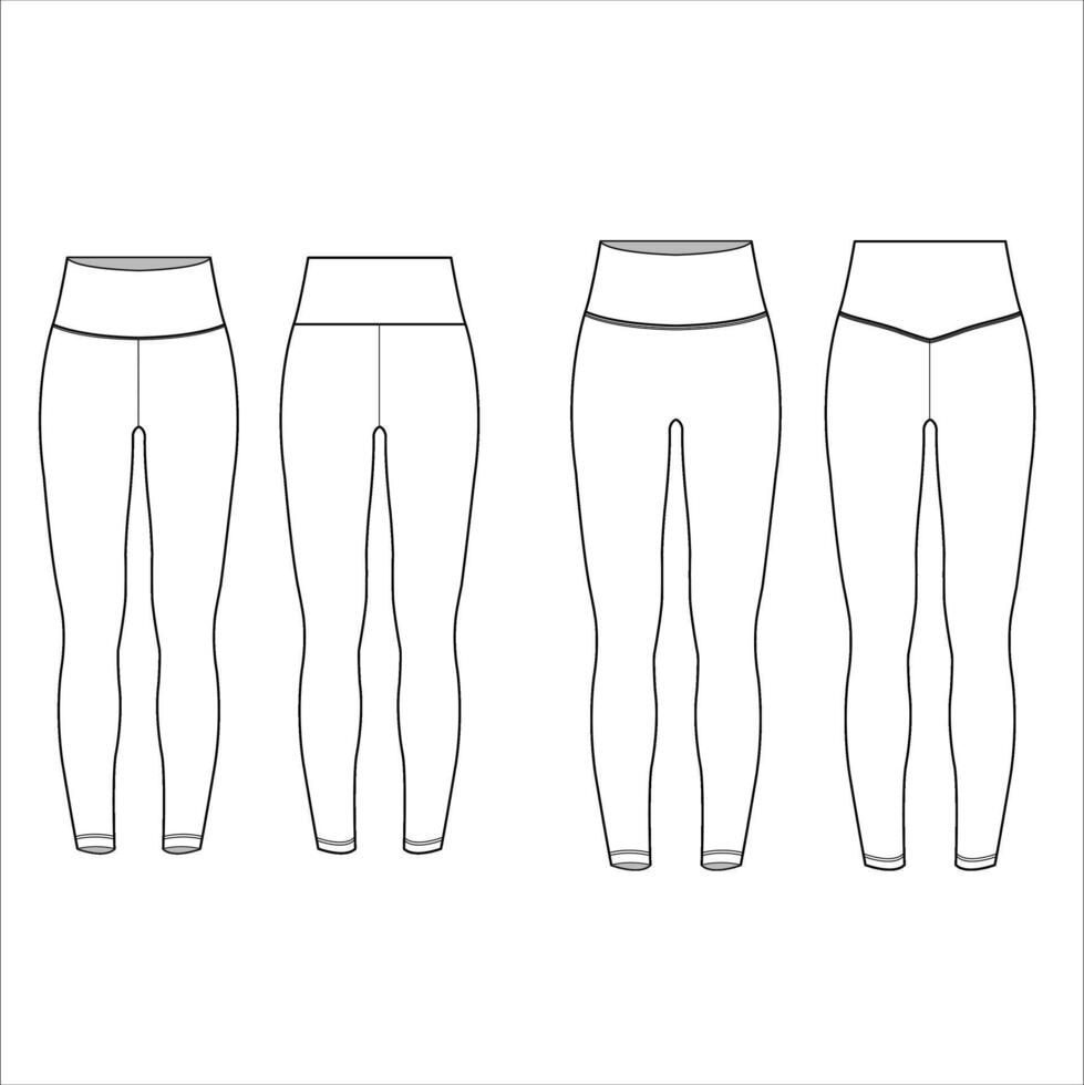 Flat sketch set of leggings vector illustration