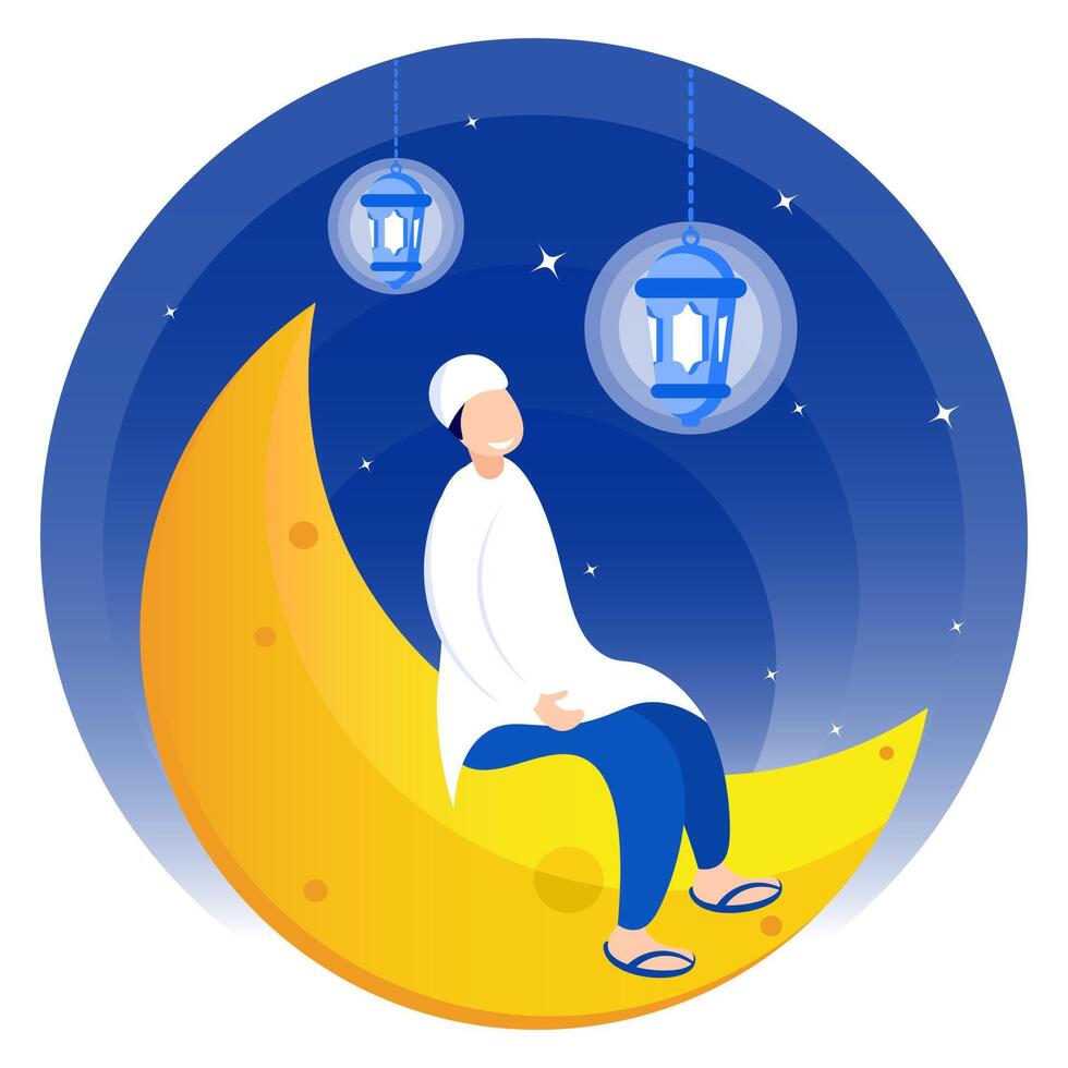 Illustration vector graphic cartoon character of ramadan