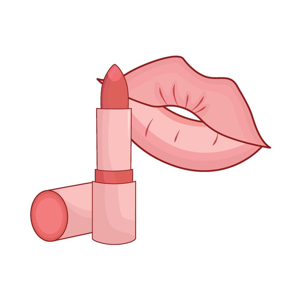 ilustración de labios y lápiz labial vector