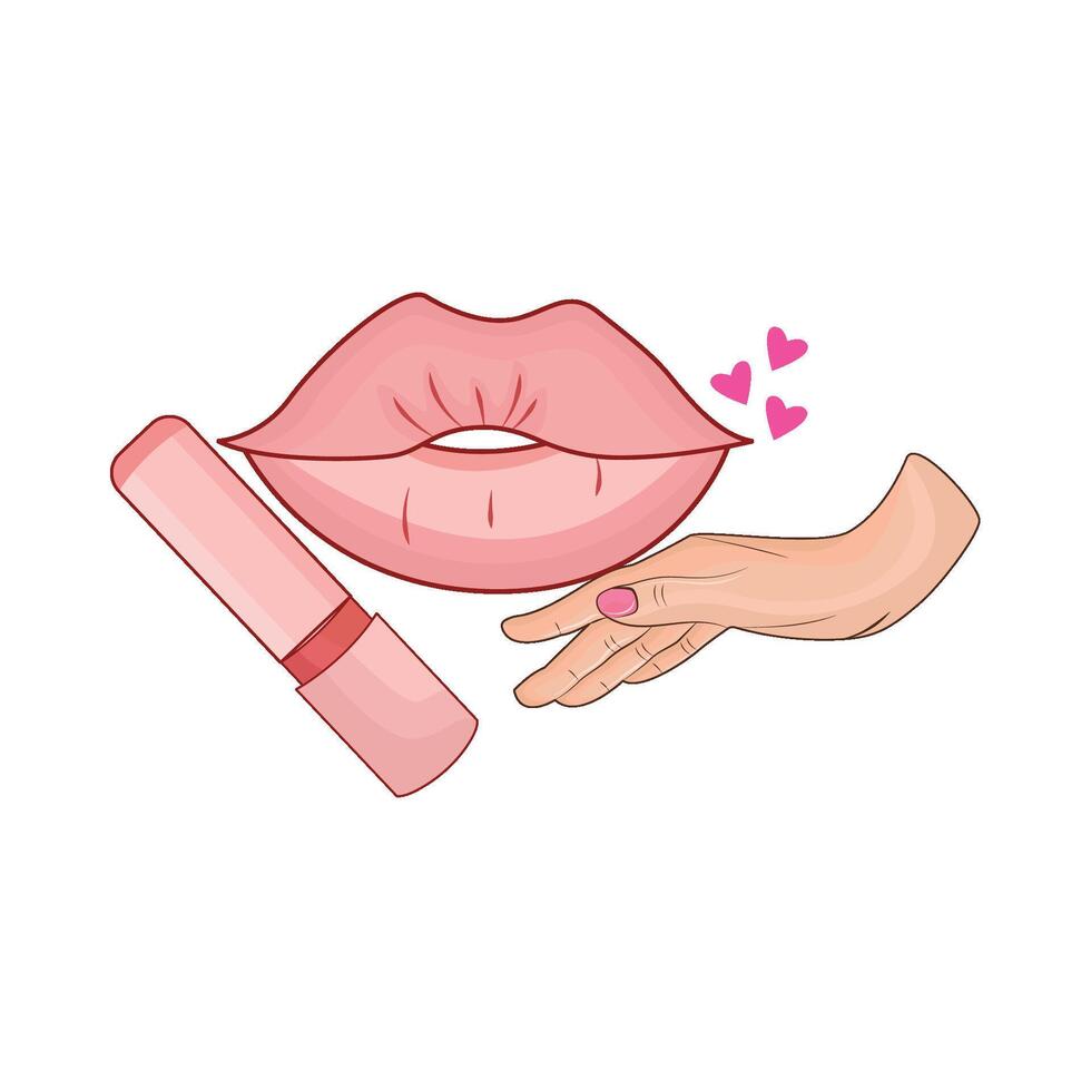 ilustración de labios y lápiz labial vector