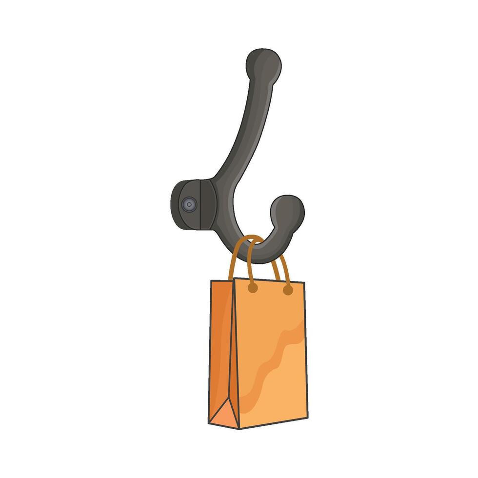 illustration of wall hook with bag vector