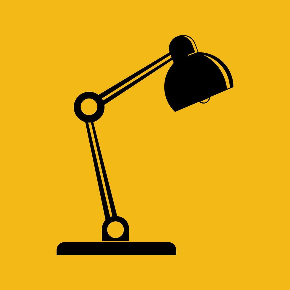Silhouette lamp. Table office lamp icon. Electric bulb vector