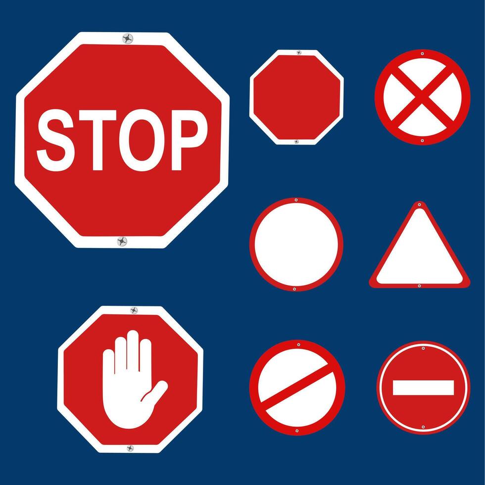 Set of red traffic sign vector