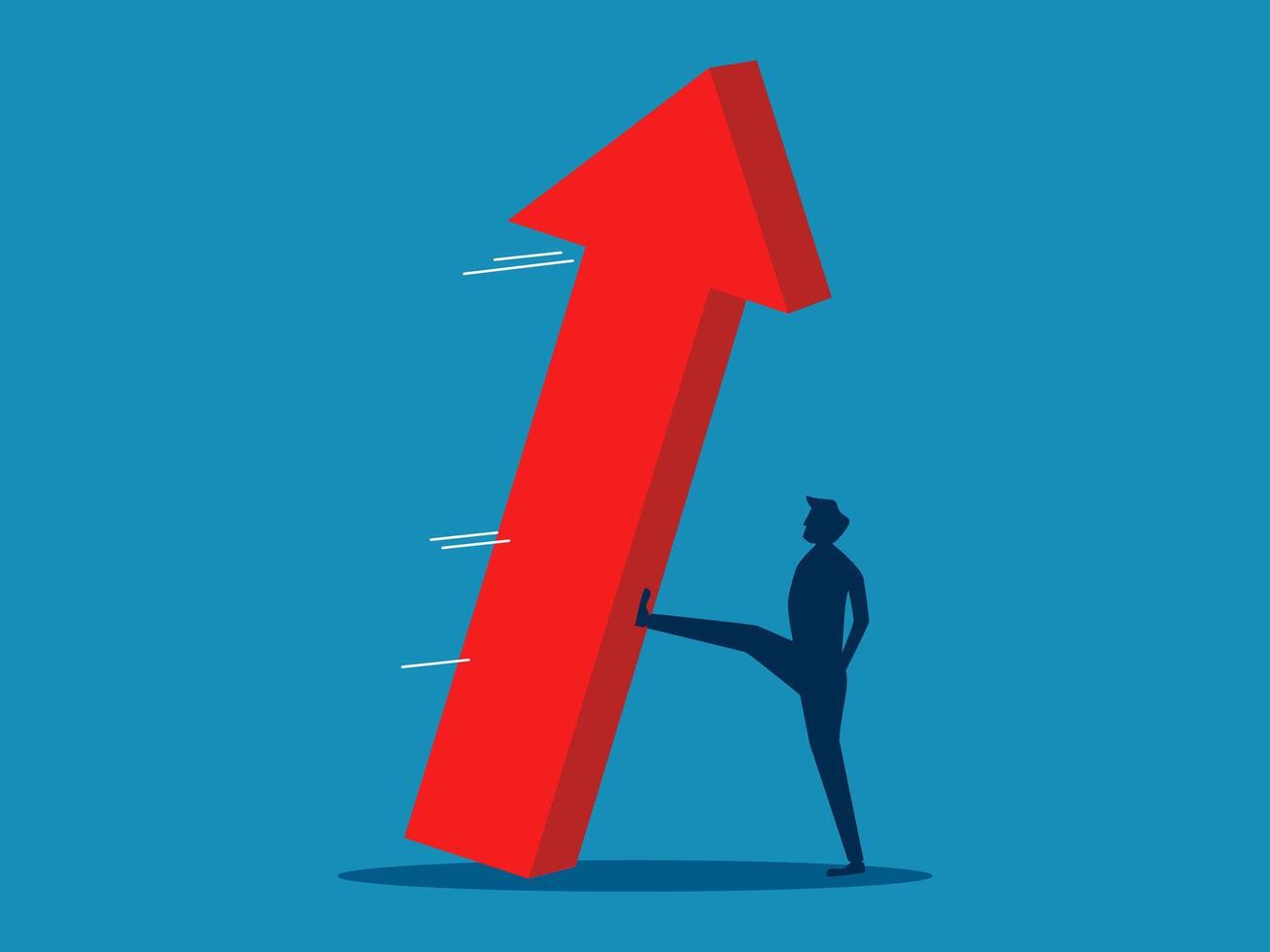 Businessman stops the growth arrow from falling vector