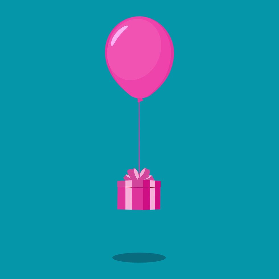 Gift box with balloons vector