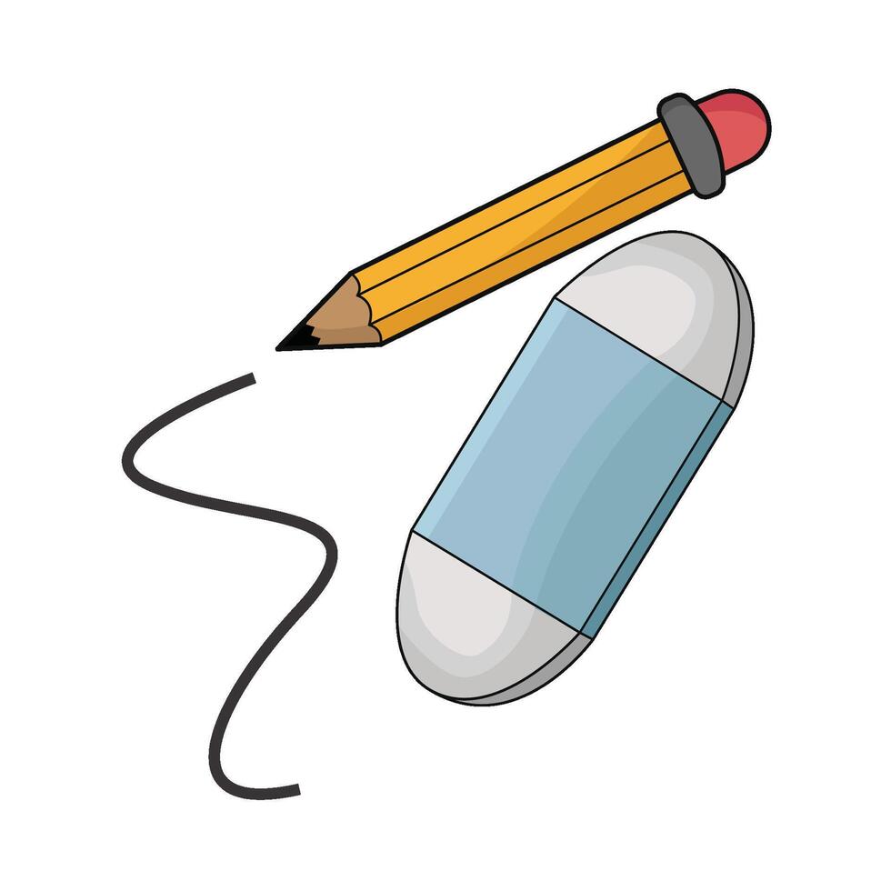 illustration of pencil and eraser vector