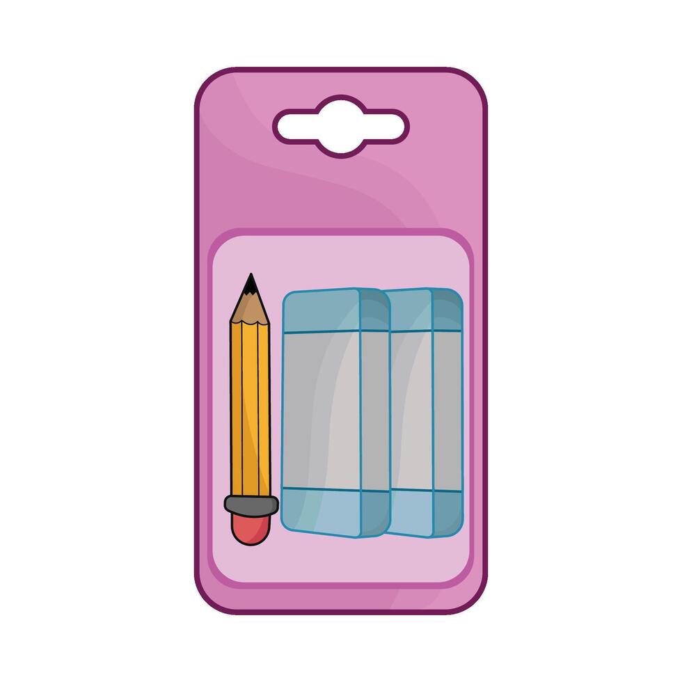 illustration of eraser and pencil package vector