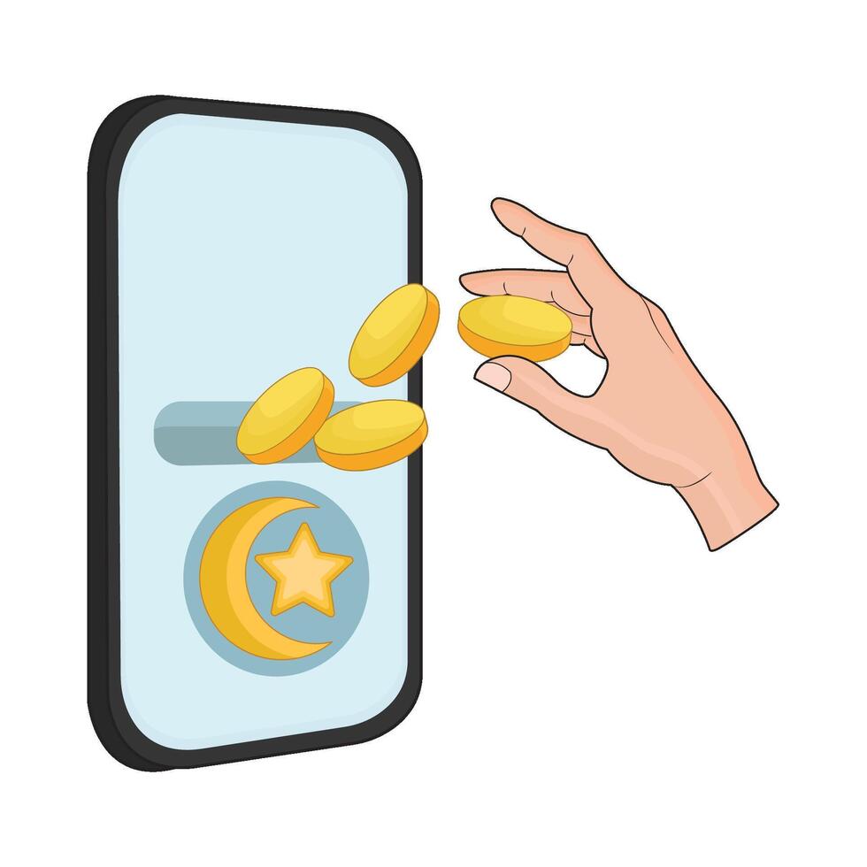 illustration of online infaq vector