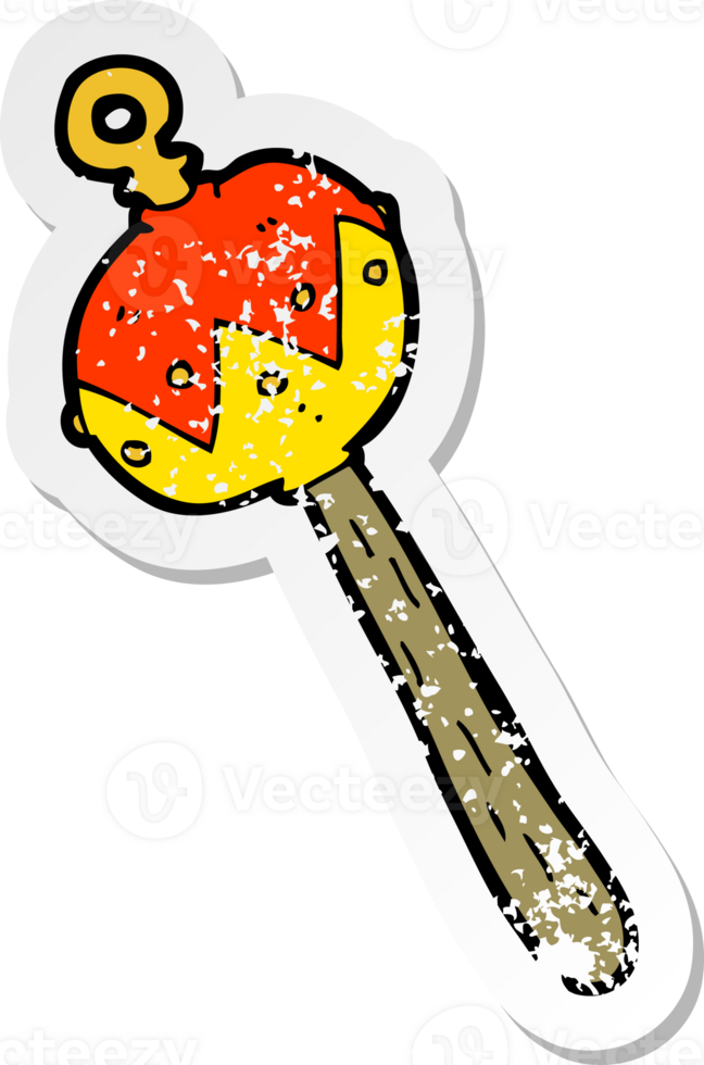 retro distressed sticker of a cartoon old rattle png