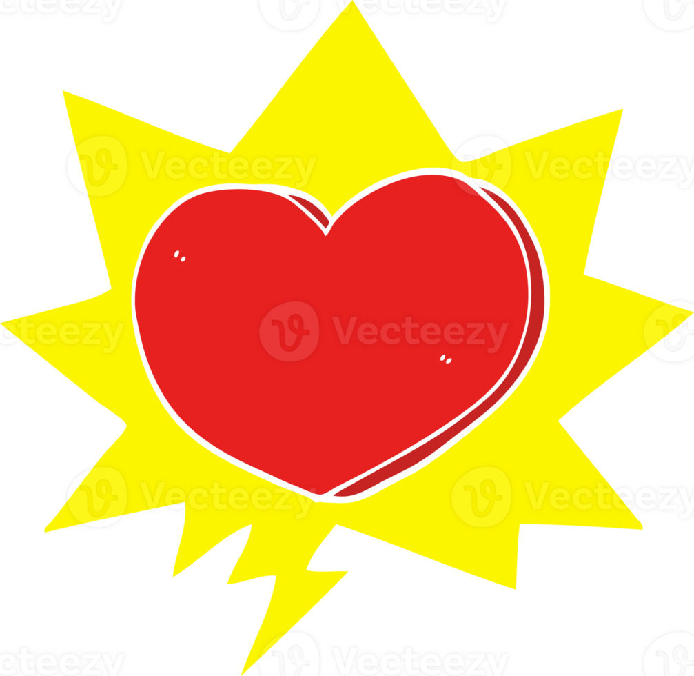 cartoon heart with speech bubble in retro style png