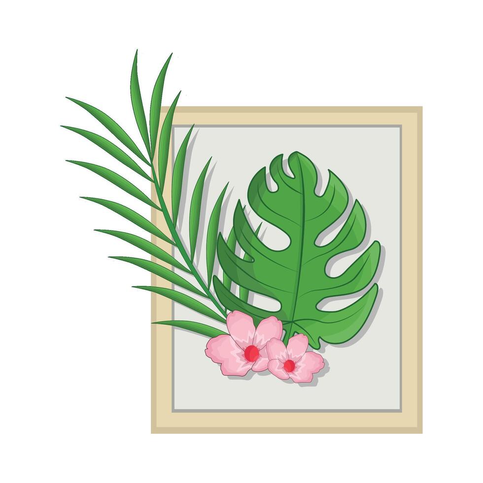 ilustración de palma hoja con flor vector