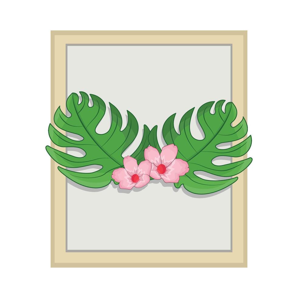 illustration of palm leaf with flower vector