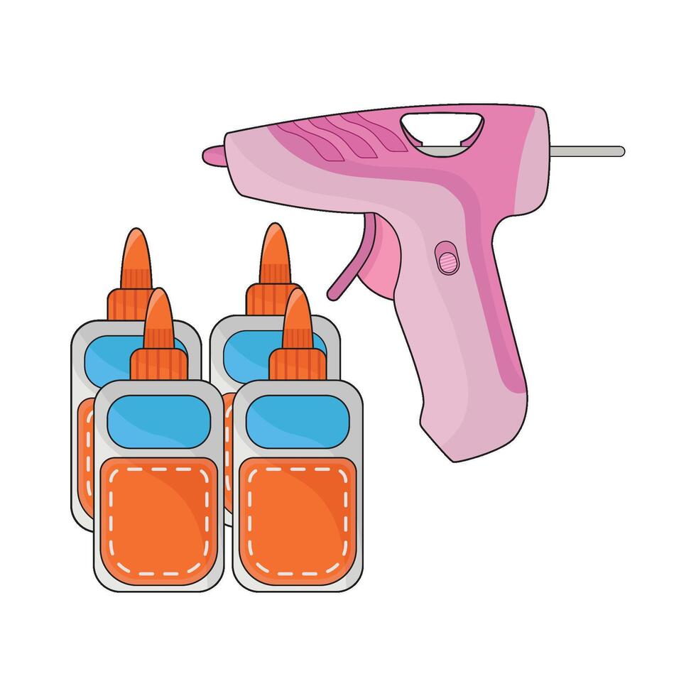 illustration of glue and glue gun vector