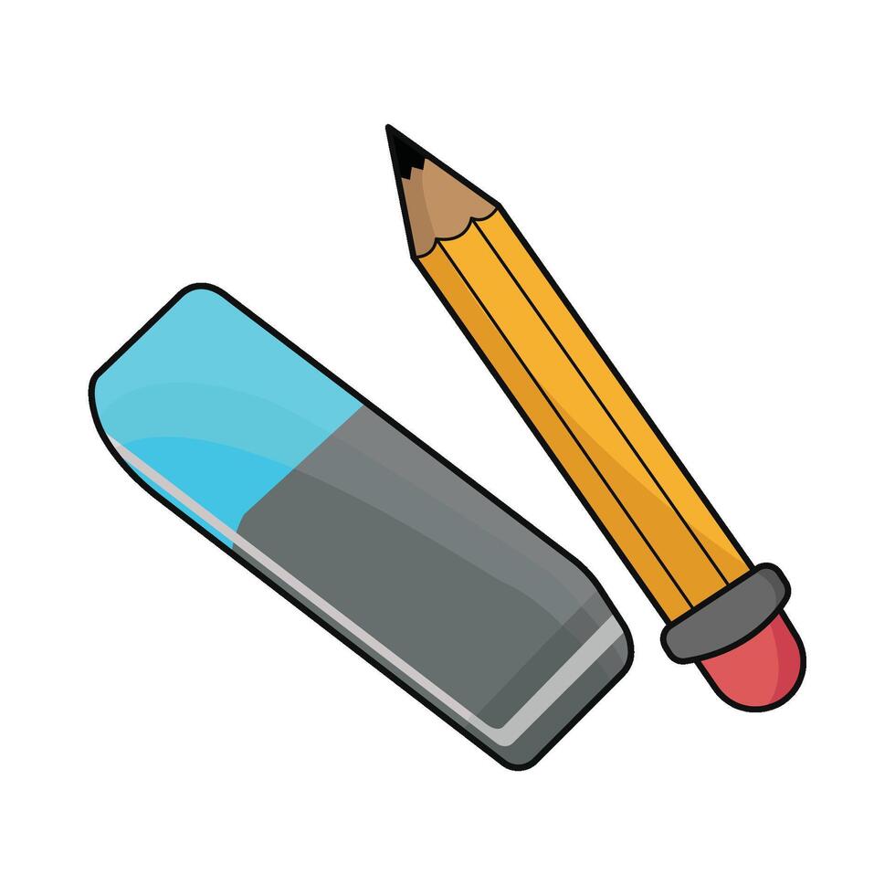 illustration of pencil and eraser vector