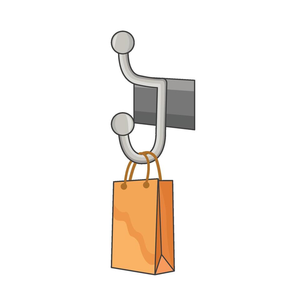 illustration of wall hook with bag vector