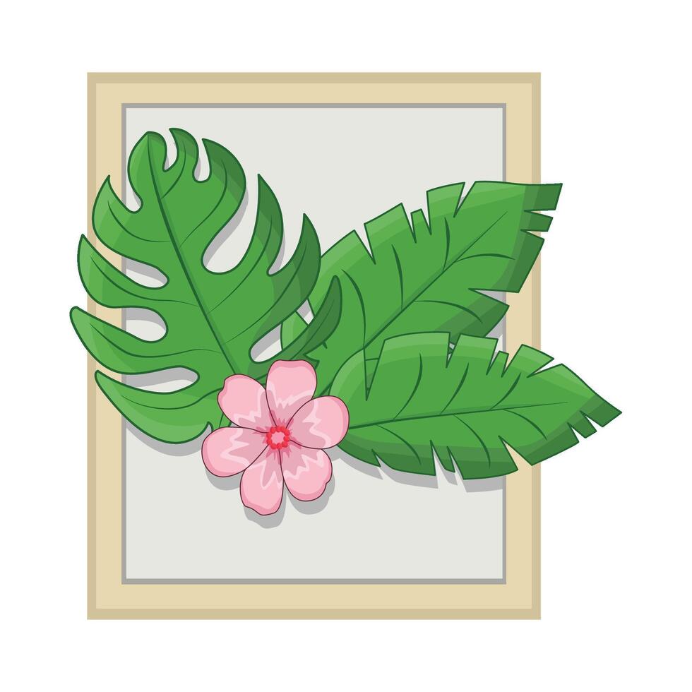 illustration of palm leaf with flower vector