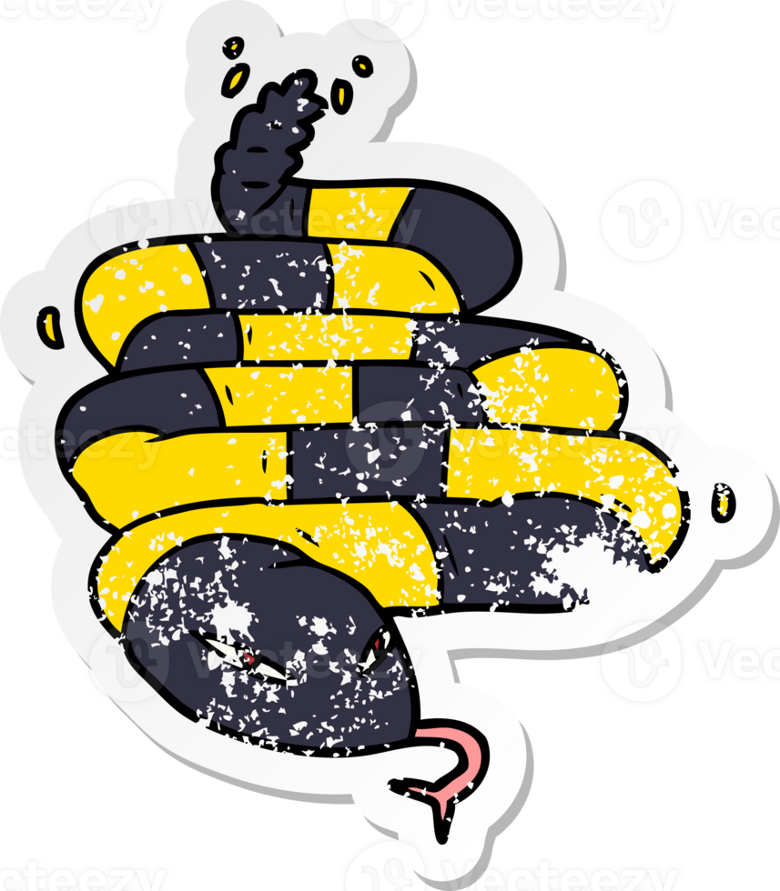 distressed sticker of a cartoon poisonous snake png