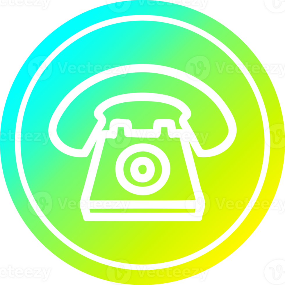 old telephone circular in cold gradient spectrum png