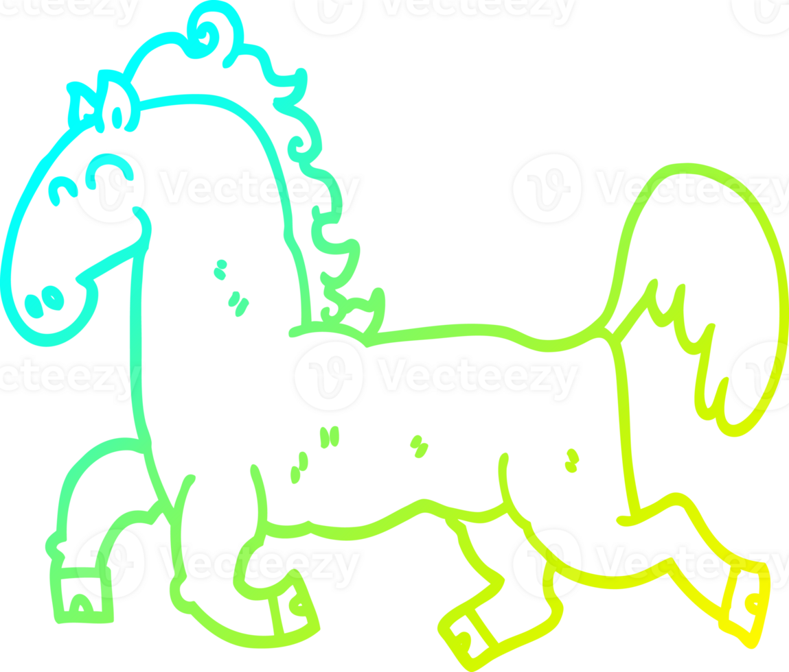 kalt Gradient Linie Zeichnung von ein Karikatur Hengst png