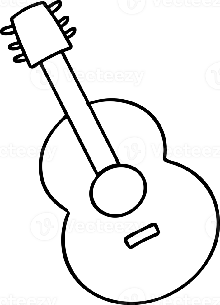 line doodle of an acoustic guitar png