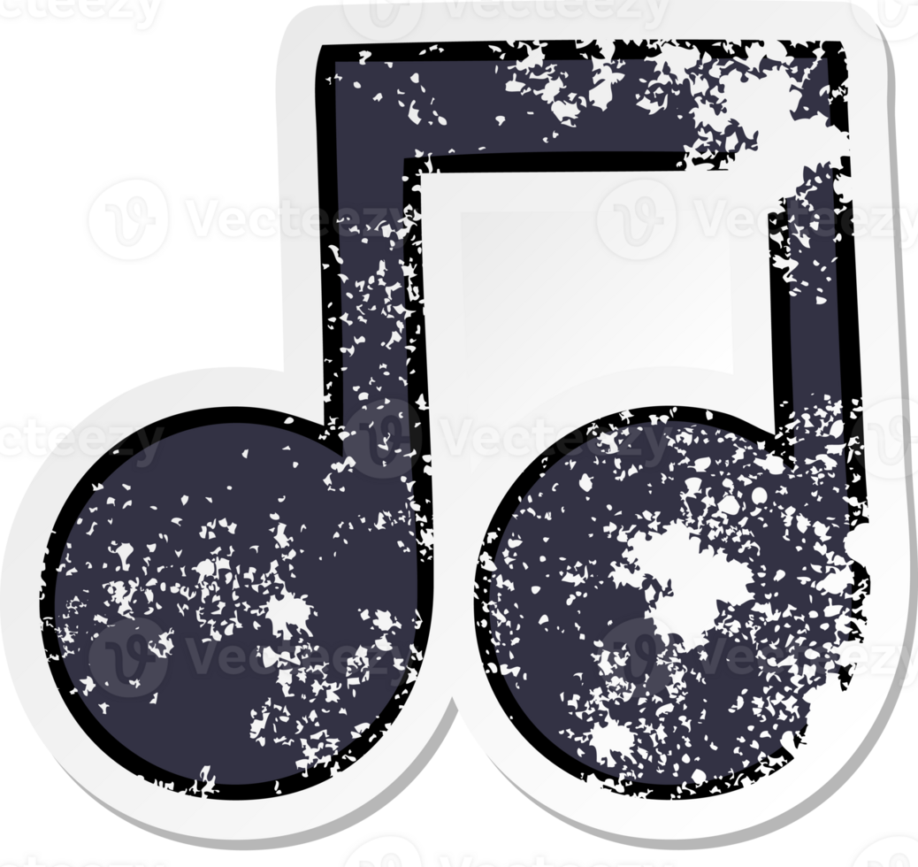 distressed sticker of a cute cartoon musical note png