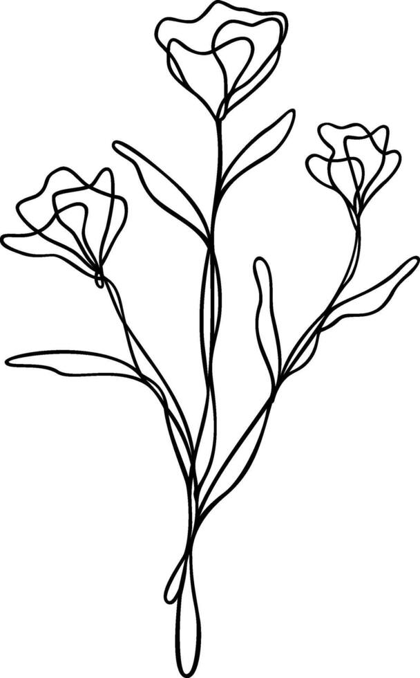 Flower Line Art, Continuous Line Floral Design vector