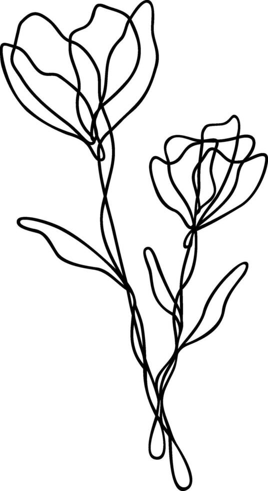 Flower Line Art, Continuous Line Floral Design vector