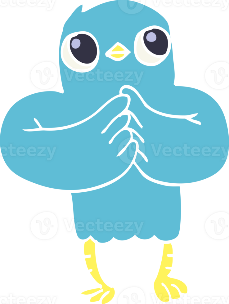 flat color illustration cartoon bird with plan png